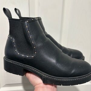 Coach Black Ankle Boots with Stud Detailing